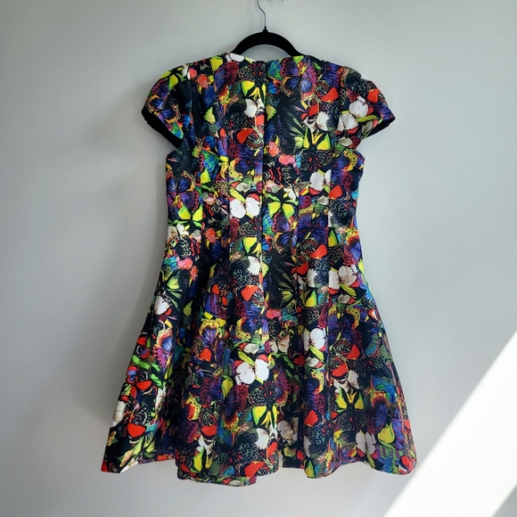 Mooerker Rainbow Butterfly Bell Flare Short Sleeve Dress Ladiss Size Medium - Picture 4 of 11